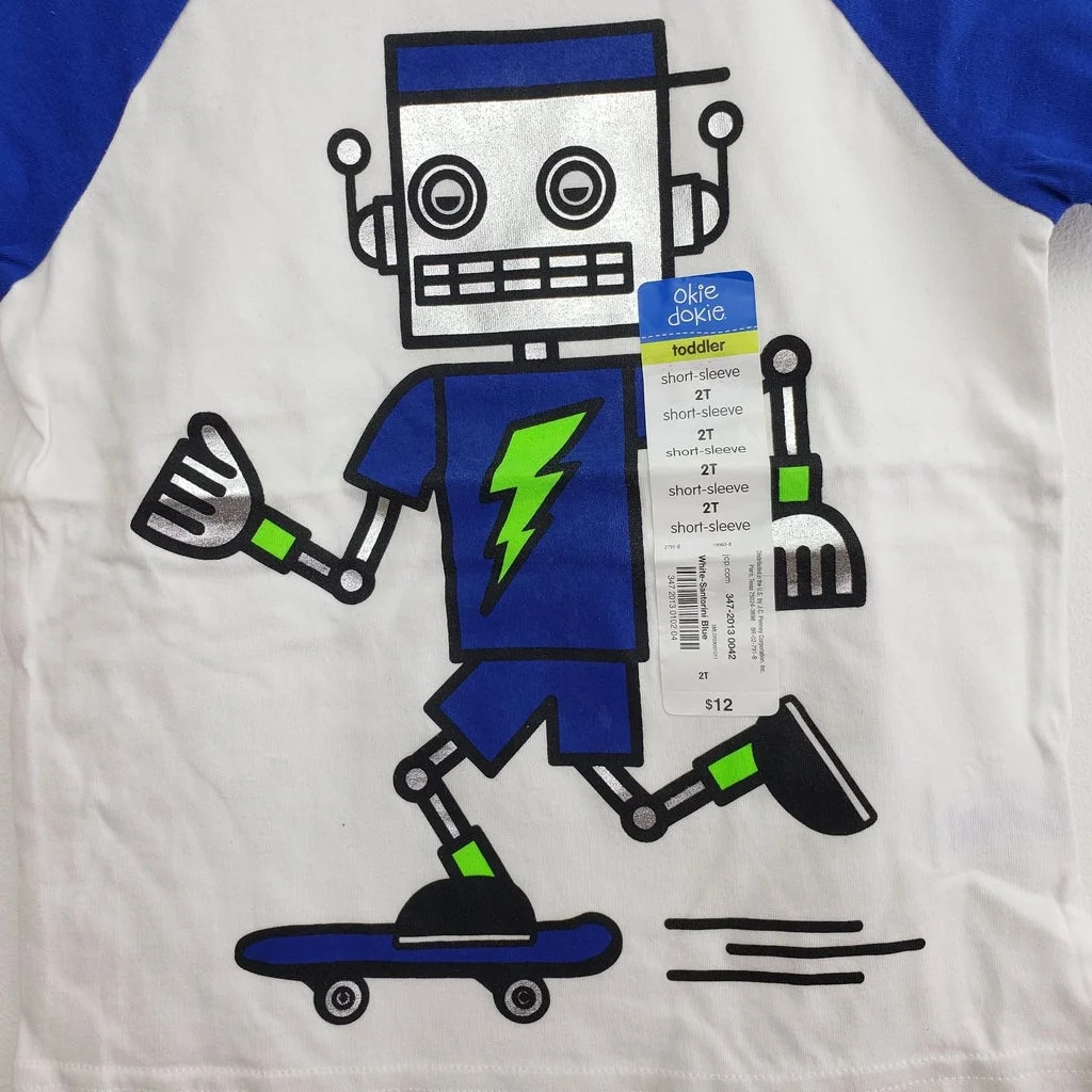 NEW ROBOT T-shirt Tee Toddler Boys Size 2T - Image 2